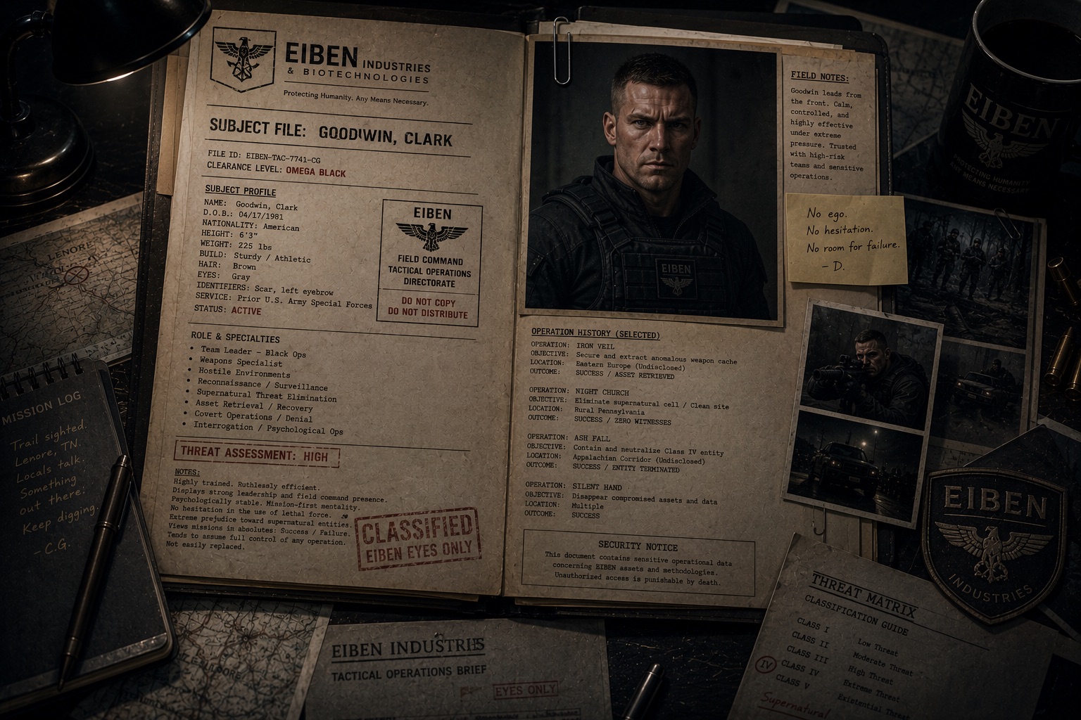 Public teaser image of Clark Goodwin, EIBEN field commander